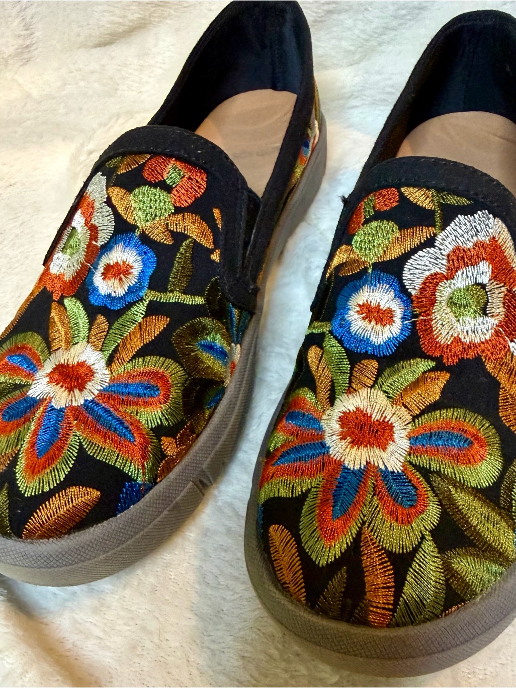 Baretraps Black Slip-On Mules With Vibrant Floral Embroidery